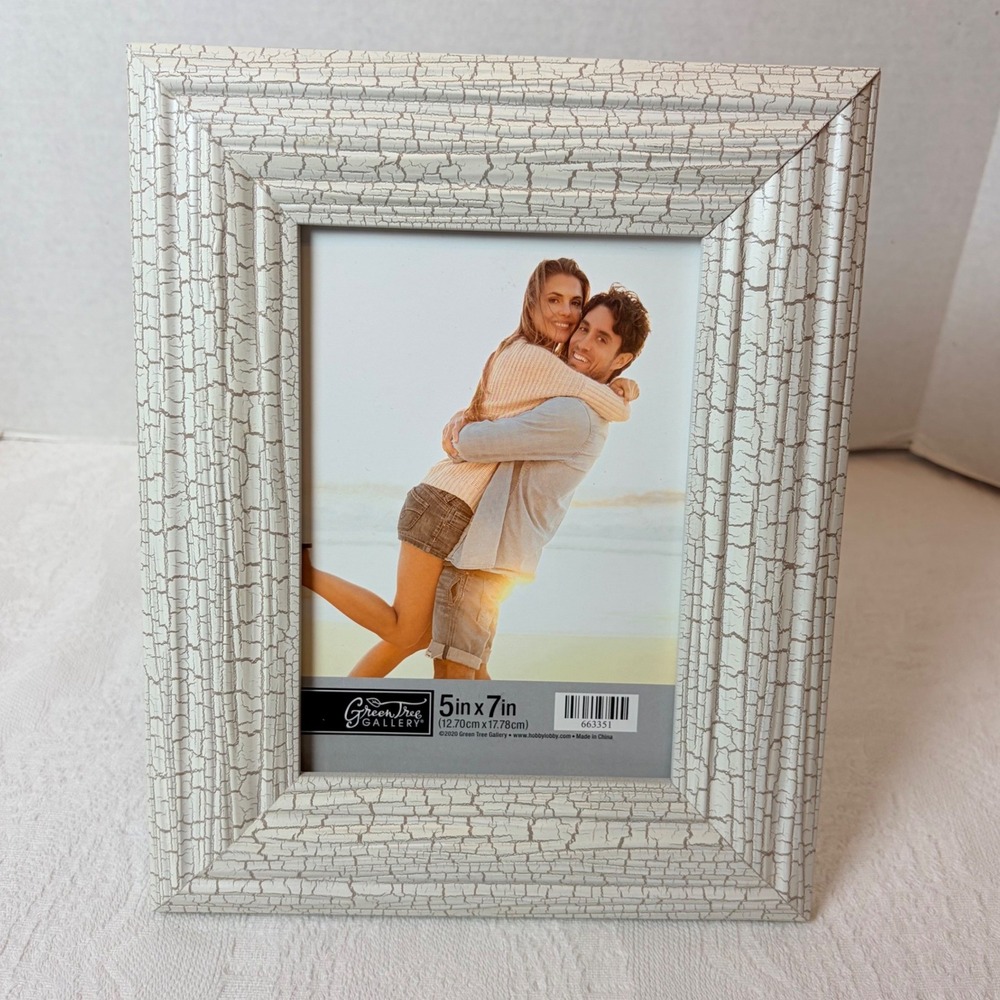 Green Tree Gallery 5x7 White Crackle Picture Frame Coastal Farmhouse No Glass
